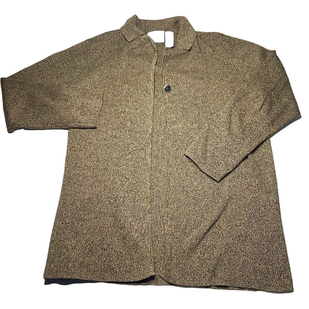 Vintage Liz Claiborne Brown Knit Collared Open Sweater Cotton Size 8 Granola